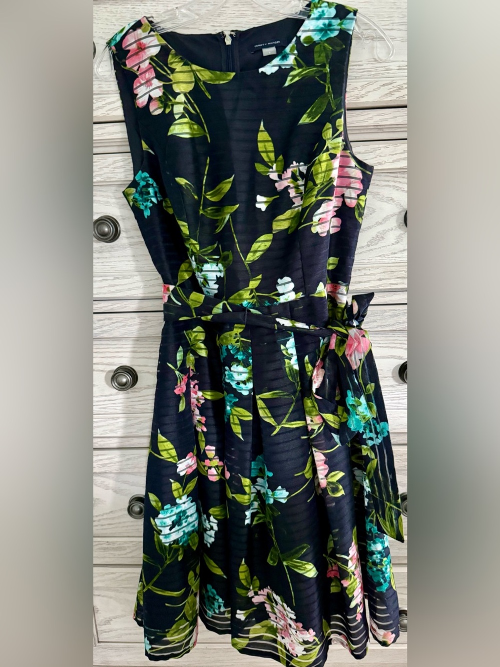 Tommy Hilfiger Floral Mesh Fit & Flare C. Cocktail Dress (Size 6)